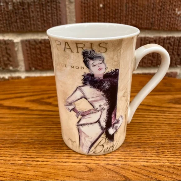 Kent Pottery Mug Paris Retro Fashion Parisian Lady Tea Cups Lover French - Picture 1 of 5